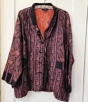 Citron Santa Monica Silk Brocade Topper Jacket Sz 3X